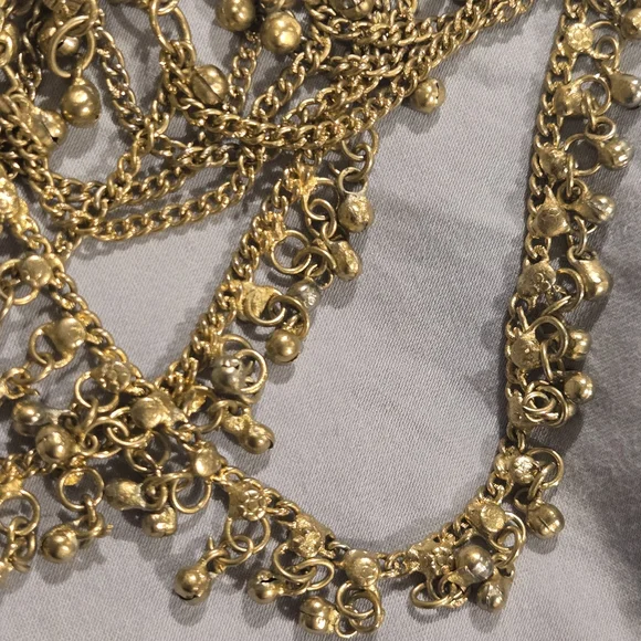 Kuchi-style belly dancing belt, decorative waist chain. gold-tone. metal dangles - Picture 5 of 8